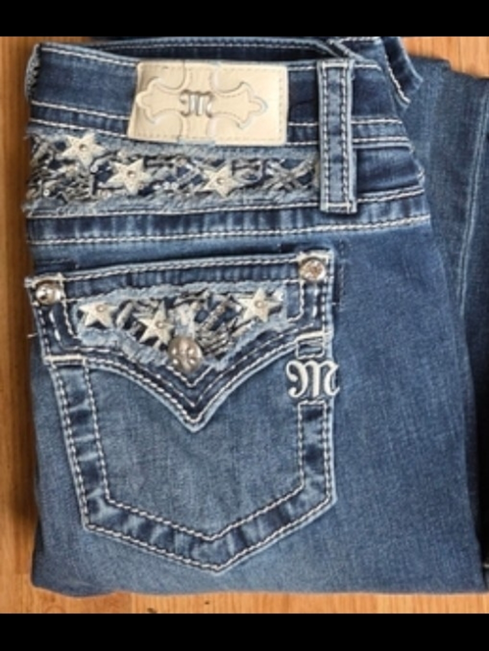 Miss Me Denim Boot Cut Jeans with Star Embroidered Pockets